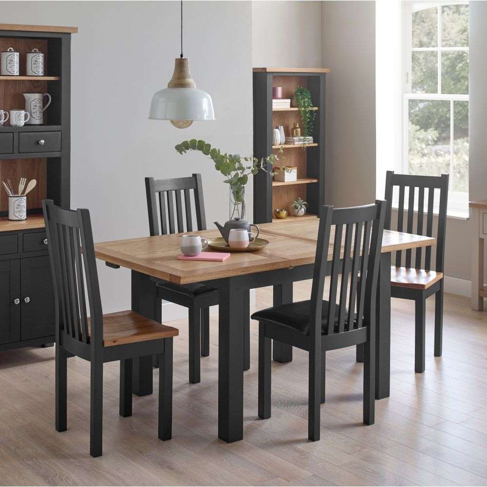 Vancouver Compact Black Grey Painted Dining Table Set